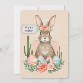 Boho påskharen utskrivbart kort – Whimsical
