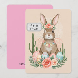 Boho påskharen utskrivbart kort – Whimsical