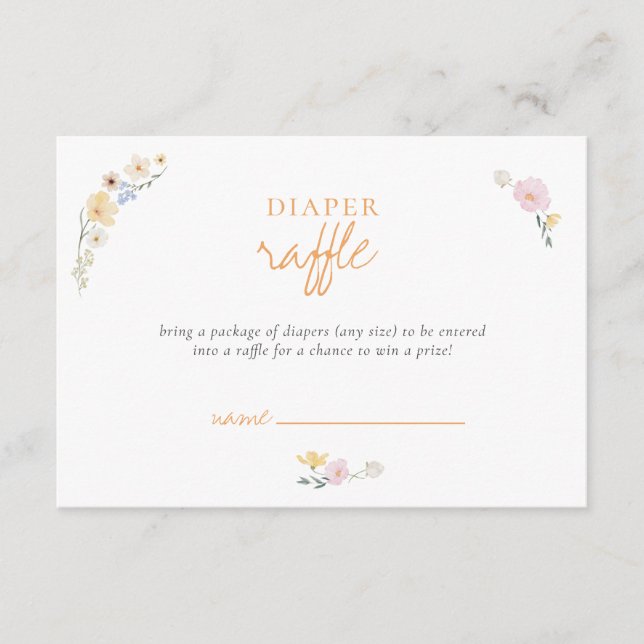 Boho Pastel Blöjor Lotteri Kalligrafi Baby Shower Tilläggskort (Framsida)