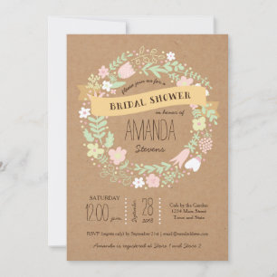 Boho Pastel Blommigt Utandning Rustit Bröllop Inbjudningar