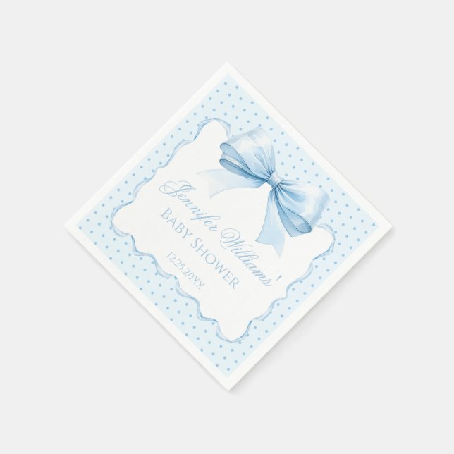Boho pastel Blue bow ribbon pojke dusch papper Pappersservett (Hörn)