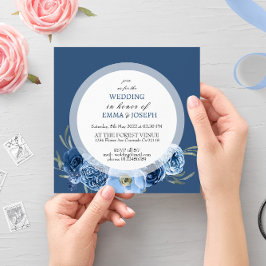 Boho pastel blue & chic blommigt Bröllop Inbjudningar