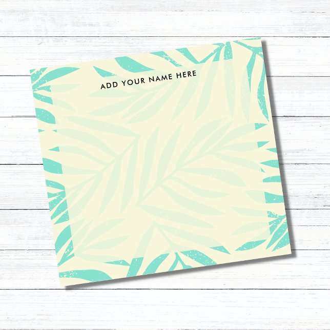 Boho Pastel Blue Handflatan Lövs Office Post-it Block (Skapare uppladdad)