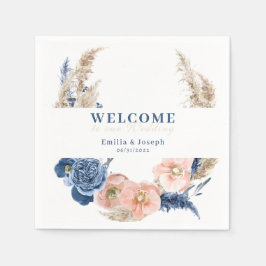 Boho pastel blue och chic Bröllop Pappersservett