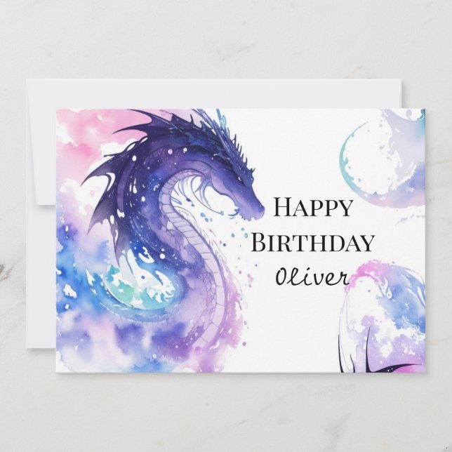 Boho Pastel Dragon Birthday Kort (Framsida)
