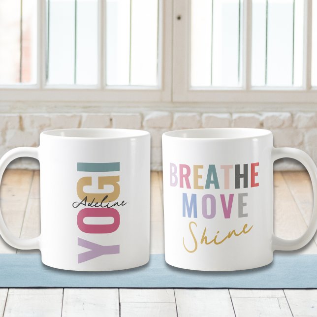 Boho Pastel Färg Yogi med Namn Motivation Citat Kaffemugg (Skapare uppladdad)