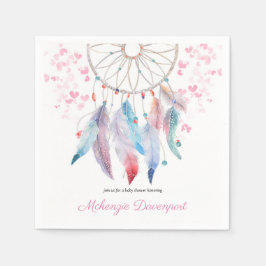 Boho Pastel Feathers Dreamcatcher Girl Baby Shower Pappersservett