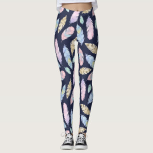 Boho Pastel Fjädrar Leggings