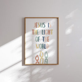 Boho pastel Jesus är världens ljus poster