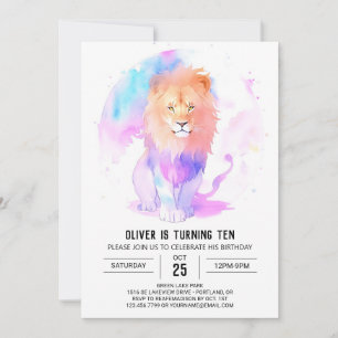 Boho Pastel Lejon Birthday Inbjudningar