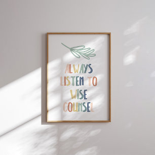Boho pastel lyssnar alltid klokt på poster