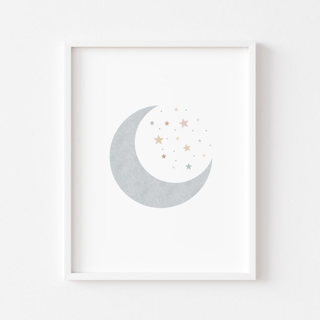 Boho pastel måne och stjärnornas blå text poster (Skapare uppladdad)