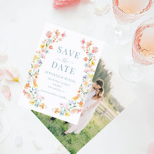 Boho Pastel Meadow Flowers sparar datumfoto