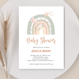 Boho Pastel Rainbow Baby Shower Inbjudningar