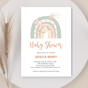 Boho Pastel Rainbow Baby Shower Inbjudningar