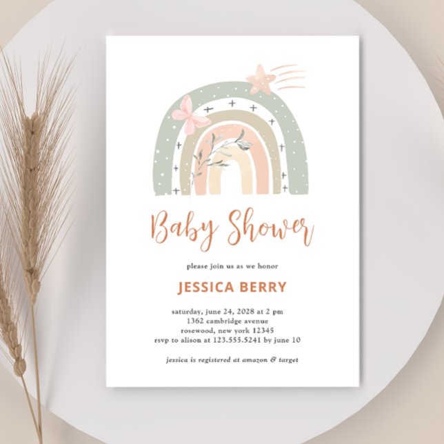 Boho Pastel Rainbow Baby Shower Inbjudningar (Skapare uppladdad)