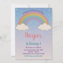 Boho Pastel Rainbow Birthday-inbjudan