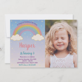 Boho Pastel Rainbow Birthday-inbjudan Inbjudningar