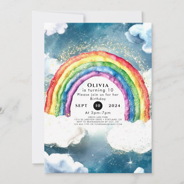 Boho Pastel Rainbow Birthday Inbjudningar (Framsida)