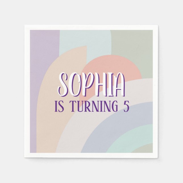 Boho Pastel Rainbow Birthday Pappersservett (Framsidan)