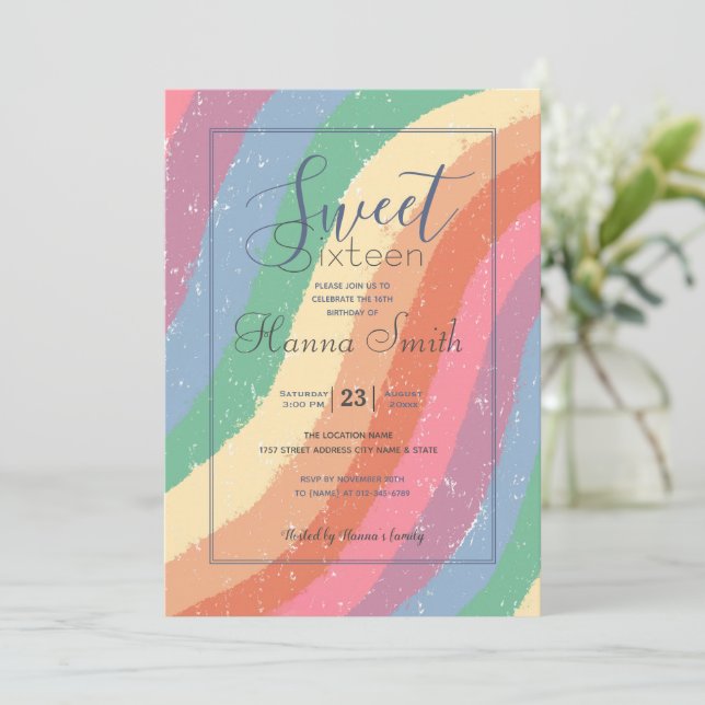 Boho Pastel Rainbow Hand-målade Brushstrokes (Stående Fram)