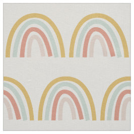 Boho Pastel Rainbow Natural Ivory Linen Fabric Tyg