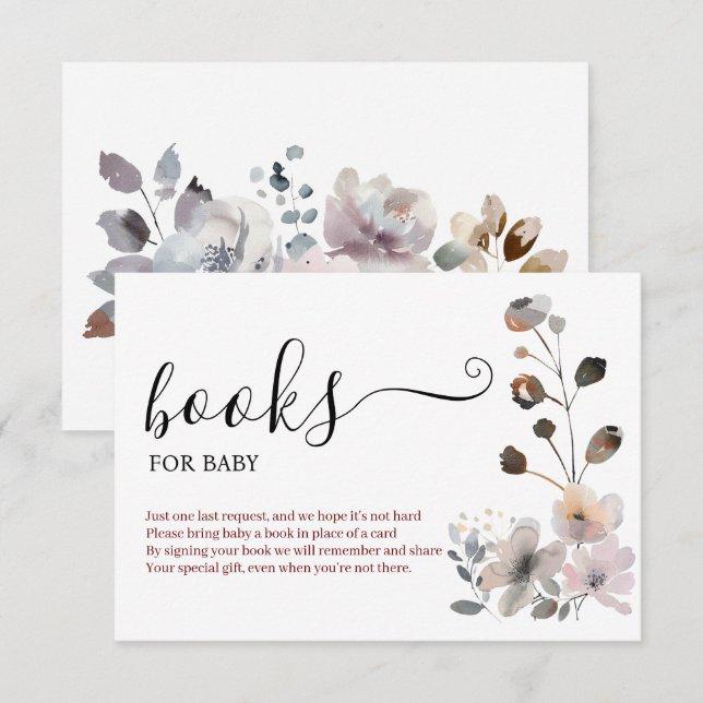 Boho Pastel Rosa Flower Blooms Bokar för Baby Tilläggskort (Fram/baksida)