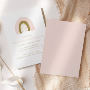 Boho Pastel Rosa Guld Rainbow Födelsedagsfest Inbjudningar