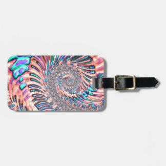 Boho Pastel Rosa och Blue Spiral Abstrakt Fractal Bagagebricka