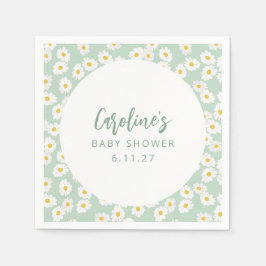 Boho Pastel Sage Daisys Blommigt Anpassningsbar Ba Pappersservett