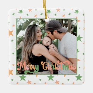 BOHO Pastel Star Mönster One Photo God jul Julgransprydnad Keramik