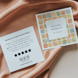 Boho Pastel Tiles Recensionsförfrågan sociala ikon Fyrkantigt Visitkort