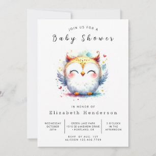 Boho Pastel Uggla Baby Shower Inbjudningar