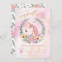Boho Pastel Unicorn Födelsedagsfest inbjudan