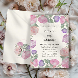 Boho Pastel Watercolor Florals Wedding Inbjudningar