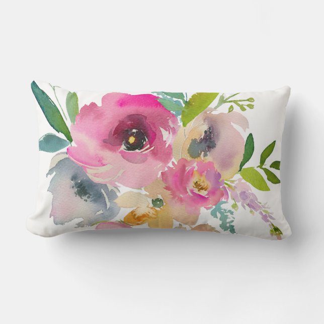 Boho Pastel Watercolor Lumbarkudde (Framsida)