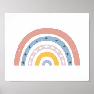 Boho Pastel Watercolor Rainbow Nursery Poster