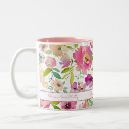 Boho Pastel Watercolor Två-Tonad Mugg