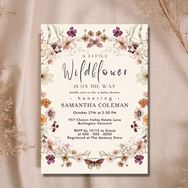 Boho Pastel Wildblomme Cute Modern Baby Shower Inbjudningar (Skapare uppladdad)