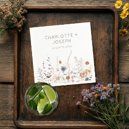 Boho Pastel Wildblommor Modern Blommigt Bröllop Pappersservett