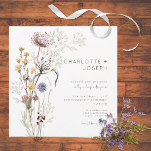 Boho Pastel Wildblommor Modern Blommigt Inbjudningar
