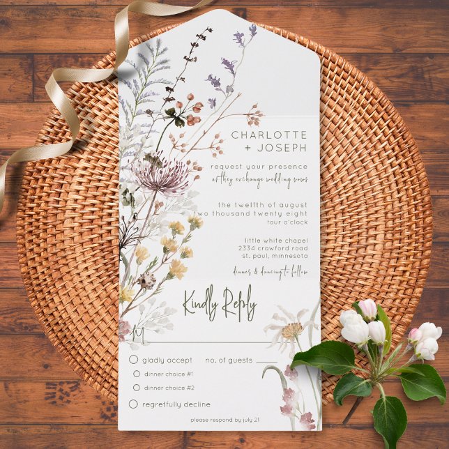 Boho Pastel Wildblommor Modern Blommigt Middag (Skapare uppladdad)