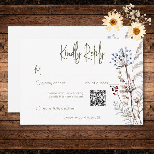 Boho Pastel Wildblommors Modern Blommigt QR-kod OSA Kort