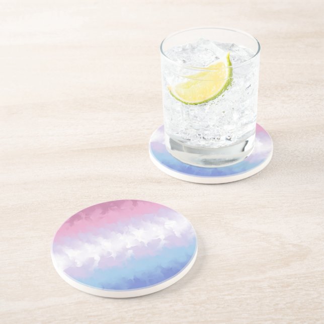 Boho Pastell Fluffig Abstrakt Bigender Pride Flagg Underlägg (Sidan)