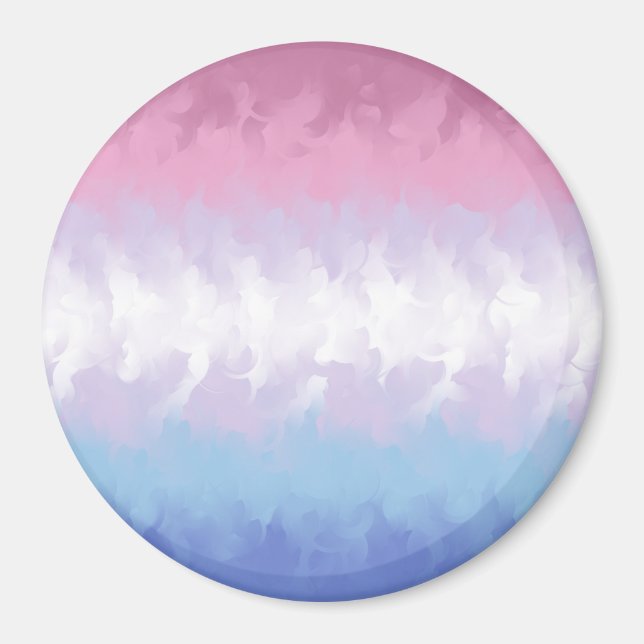 Boho Pastell Fluffig Abstrakt Bigender Prideflagga Magnet (Framsidan)