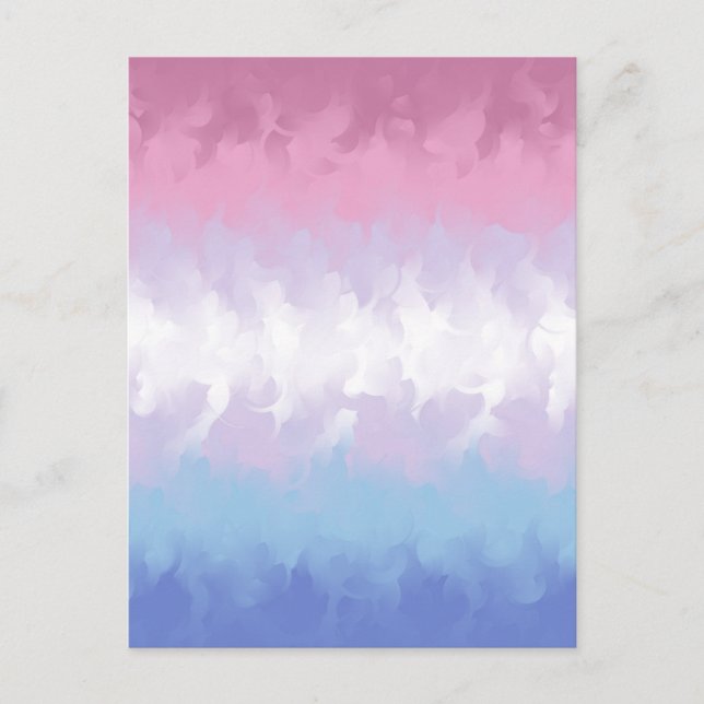 Boho Pastell Fluffig Abstrakt Bigender Prideflagga Vykort (Framsida)