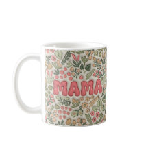 Boho Pastell Grön och Rosa Blommig Mönster Mama