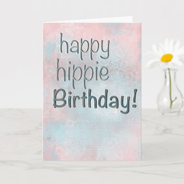 Boho Pastell Mandalas Glad Hippie Födelsedagskort  Kort (Liten växt)