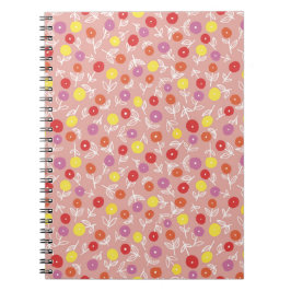 Boho Pastell Rosa Blommönster Anteckningsbok
