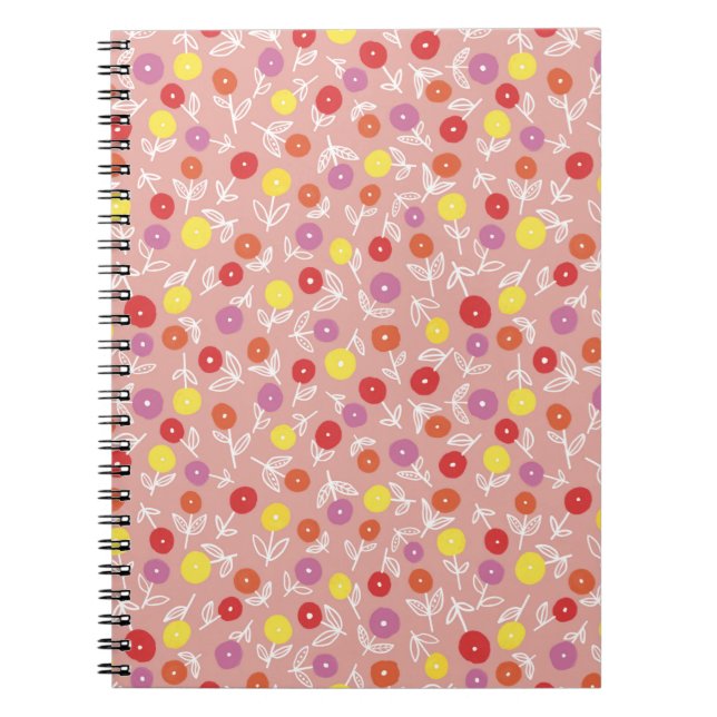 Boho Pastell Rosa Blommönster Anteckningsbok (Framsidan)